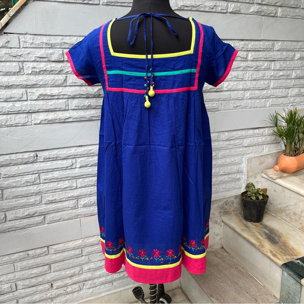 Biba Royal Blue Kurta with embroidered neck - Picture 11 of 11